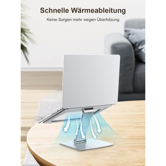 CIRYCASE laptopállvány, állítható magasságú, gyorsan hűlő laptopállvány, Ergonomikus, hordozható alumínium notebookállvány, kompatibilis MacBook Air Pro, Dell, HP 10-16 hüvelykes laptopokkal, nyomtatóállvánnyal
