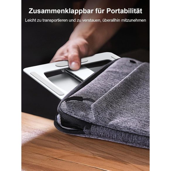 CIRYCASE laptopállvány, állítható magasságú, gyorsan hűlő laptopállvány, Ergonomikus, hordozható alumínium notebookállvány, kompatibilis MacBook Air Pro, Dell, HP 10-16 hüvelykes laptopokkal, nyomtatóállvánnyal