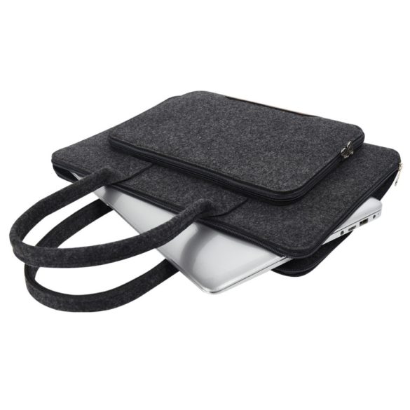 Ekodoki noteboo/laptop 14" laptop táska, újra hasznosított anyagokból (filc), sötét barna színű