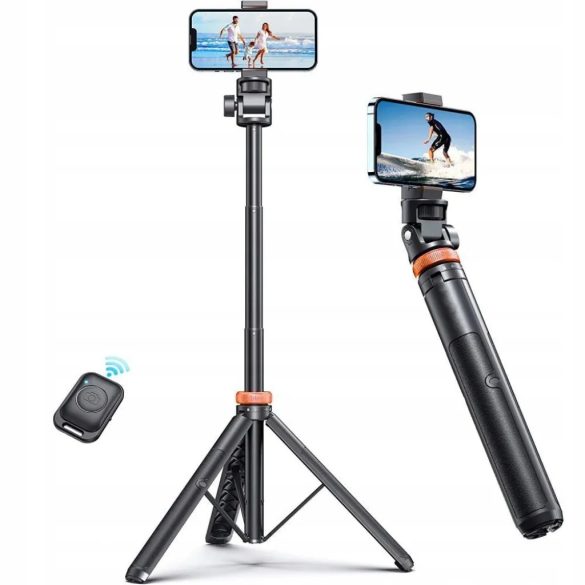 Tech-Protect L03S Bluetooth selfie bot távirányítóval, tripod 148cm-ig és 180 fokos fejel - fehér