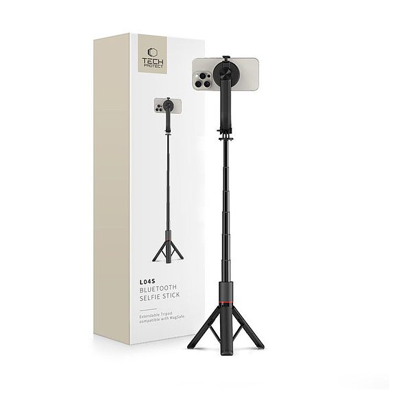 Tech-Protect L04S Bluetooth szelfibot állvánnyal, akár 95 cm-es szöggel és 360 fokos fejjel - fekete
