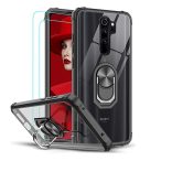 LeYi tok Xiaomi Redmi Note 8 Pro készülékhez edzett üveg képernyővédő fóliával (2 db), gyűrűtartó védő tokkal, fekete