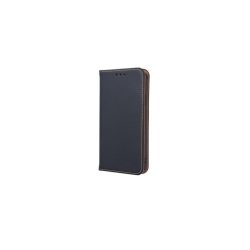   Genuine Leather Xiaomi Redmi Note 10 4G / Note 10S oldalra nyíló mágneses bőrhatású könyv tok szilikon belsővel fekete