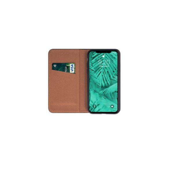 Genuine Leather Xiaomi Redmi Note 10 4G / Note 10S oldalra nyíló mágneses bőrhatású könyv tok szilikon belsővel fekete