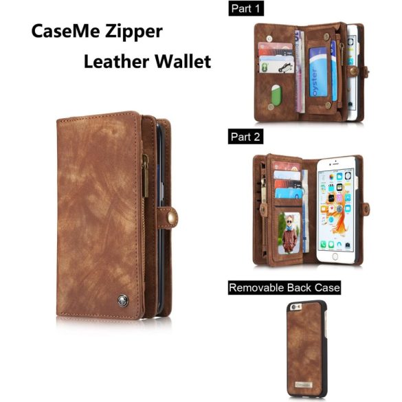 Caseme iPhone 6 tok, bőr pénztárca