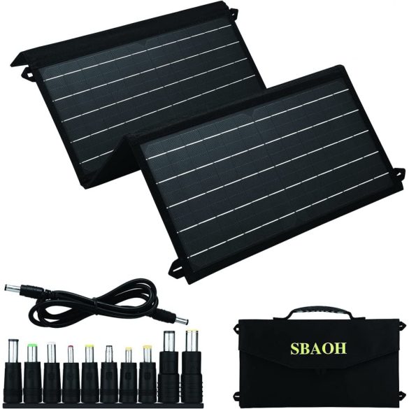 Sbaoh hordozható napelem, 30 W-os összecsukható napelemes töltőkészlet DC/QC3.0/C típusú porttal