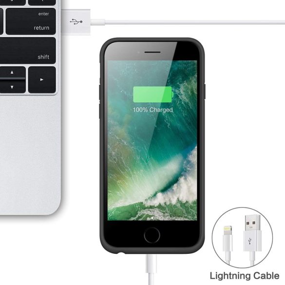 Akkumulátor tok iPhone 6 Plus / 7 Plus / 8 Plus készülékhez, 8500 mAh hordozható akkumulátorcsomag Újratölthető intelligens védőtokiPhone 6 Plus / 7 Plus / 8 Plus külső 5,5 hüvelykes töltőtok - fekete