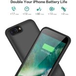 Akkumulátor tok iPhone 6 Plus / 7 Plus / 8 Plus készülékhez, 8500 mAh hordozható akkumulátorcsomag Újratölthető intelligens védőtokiPhone 6 Plus / 7 Plus / 8 Plus külső 5,5 hüvelykes töltőtok - fekete