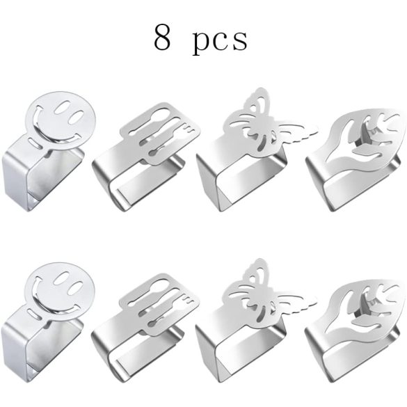 Tucireat terítőkapcsok rozsdamentes acélból 8 db-os csomag Asztalibilincs Asztalterítő tartó Asztalterítő tartó Rozsdamentes acél abrosztartó Asztalborító kapcsok Asztalterítő kapcsok