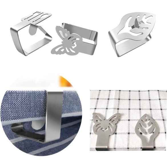 Tucireat terítőkapcsok rozsdamentes acélból 8 db-os csomag Asztalibilincs Asztalterítő tartó Asztalterítő tartó Rozsdamentes acél abrosztartó Asztalborító kapcsok Asztalterítő kapcsok