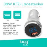 Tugg 38W autós töltő USB-A + Type-C PD + QC3.0