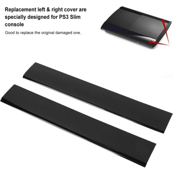 Fekete Cover Shell elülső ház , bal és jobb első panel PS3 Slim, CUH-4000 konzolhoz, javító alkatrész