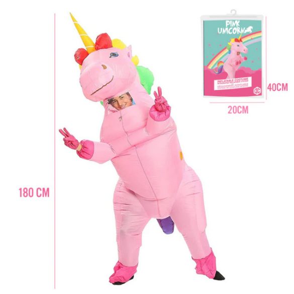 Rózsaszín egyszarvú felfújható jelmez