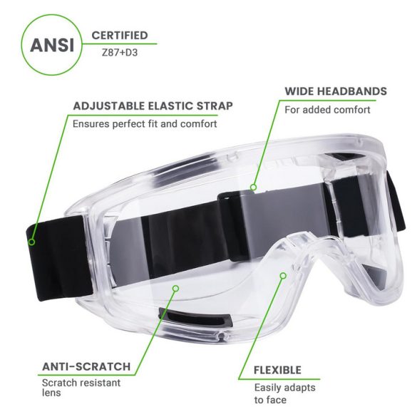  AirGearPro Vision-1000, páramentes védőszemüveg, Karcolásgátló védőszemüveg ideális barkácsoláshoz, építkezéshez