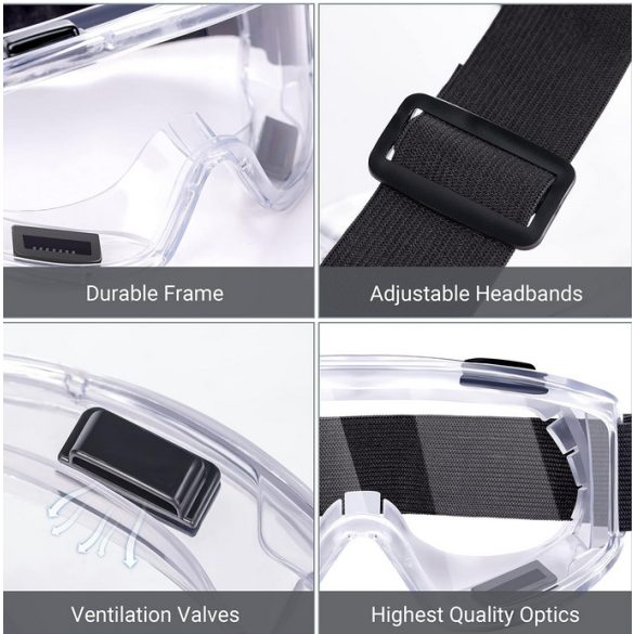  AirGearPro Vision-1000, páramentes védőszemüveg, Karcolásgátló védőszemüveg ideális barkácsoláshoz, építkezéshez