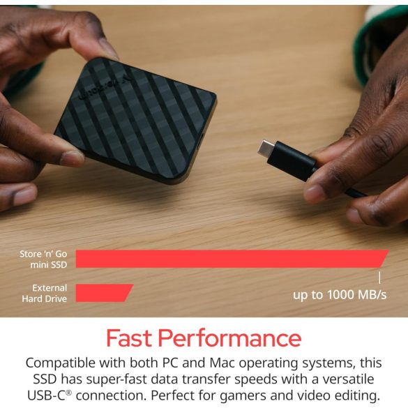 Verbatim 1TB Store 'n’ Go Mini External Solid State Drive USB 3.2 Gen 1 USB-C Connection - Diamond Black (32025)