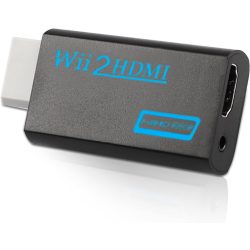   Wii-HDMI konverter, Wii HDMI 1080P adapter Full HD eszközökhöz 3,5 mm-es audioporttal és HDMI-kimenettel, kompatibilis a Nintendo Wii-vel, Wii U-val, HDTV-vel, monitorral (fekete)