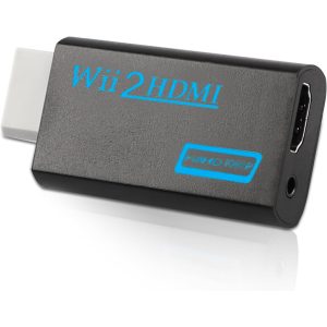Wii-HDMI konverter, Wii HDMI 1080P adapter Full HD eszközökhöz 3,5 mm-es audioporttal és HDMI-kimenettel, kompatibilis a Nintendo Wii-vel, Wii U-val, HDTV-vel, monitorral (fekete)