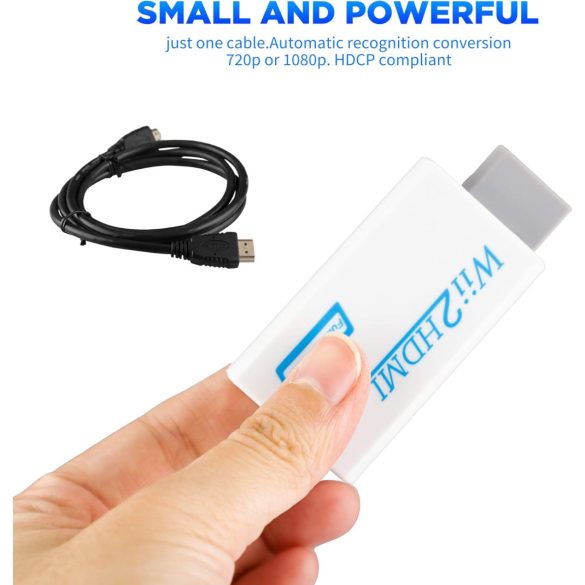 Wii-HDMI konverter, Wii HDMI 1080P adapter Full HD eszközökhöz 3,5 mm-es audioporttal és HDMI-kimenettel, kompatibilis a Nintendo Wii-vel, Wii U-val, HDTV-vel, monitorral (fehér)