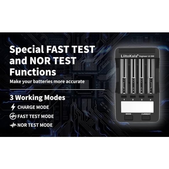 LiitoKala Lii-500 18650 akkumulátortöltő intelligens univerzális töltő LCD kijelző 26650 AA AAA akkumulátorhoz érintőgombos LCD kijelző az akkumulátor kapacitásának teszteléséhez