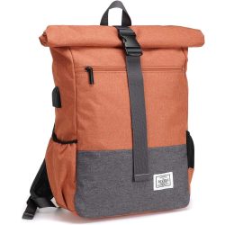   JOSEKO laptop hátizsák, könnyű, vízálló iskolai/főiskolai üzleti hátizsák férfiaknak és nőknek, professzionális utazó hátizsák nagy kapacitással és USB töltőporttal, narancssárga