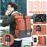 JOSEKO laptop hátizsák, könnyű, vízálló iskolai/főiskolai üzleti hátizsák férfiaknak és nőknek, professzionális utazó hátizsák nagy kapacitással és USB töltőporttal, narancssárga