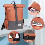 JOSEKO laptop hátizsák, könnyű, vízálló iskolai/főiskolai üzleti hátizsák férfiaknak és nőknek, professzionális utazó hátizsák nagy kapacitással és USB töltőporttal, narancssárga