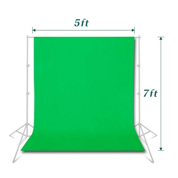 Supplyu - 1, 5 x 2 m-es zöld háttér poliészter, összecsukható 2 rugós bilinccsel fotózáshoz, zoomhoz, interjúkhoz, élő közvetítéshez 